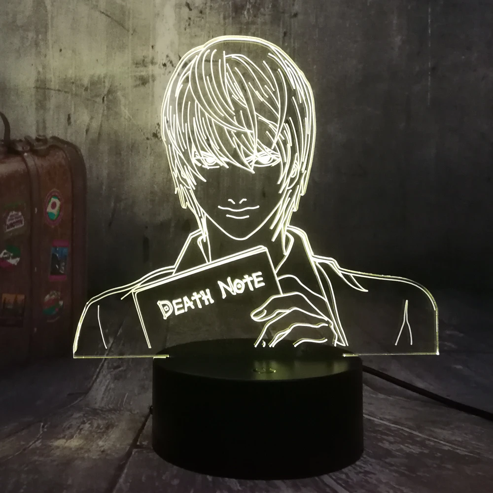 Death Note Yagami Light 3D LED Night 7 Color Table Desk Lamp Home Bedroom Decor Christmas Movie Fans Gift Kid Boy Toys | Лампы и
