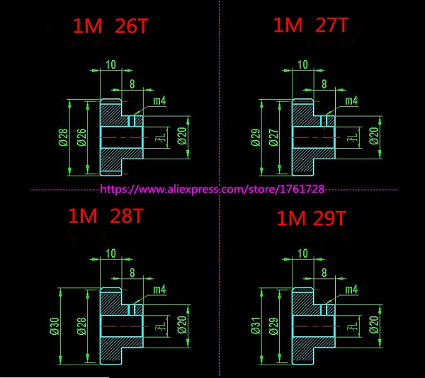 1 модульная металлическая Шестерня 1M 20T 21T 22T 23T 24T 25T 26T 27T 28T 29T из углеродистой стали