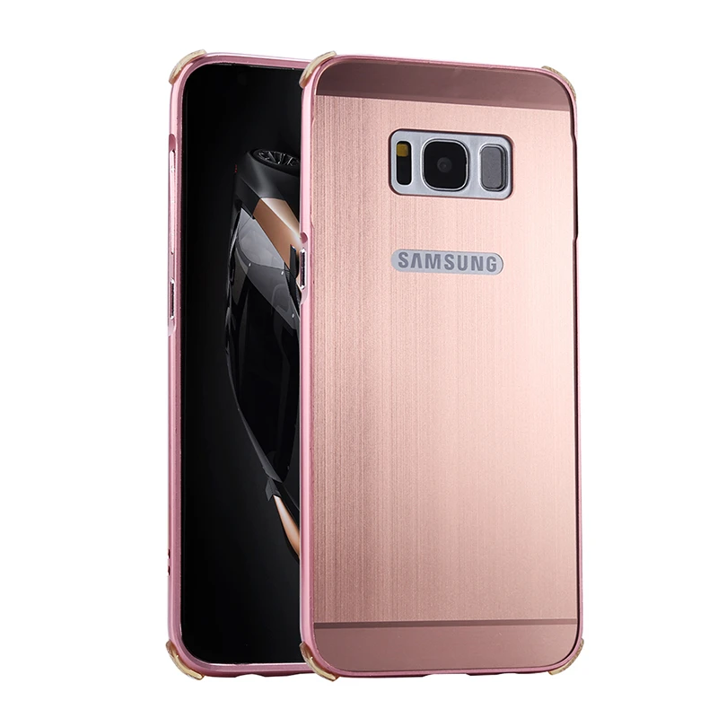 For Samsung Galaxy S8 Case Plating Metal Frame with Brushed Back Cover Hard Phone for Plus G9550 G9500 | Мобильные телефоны и