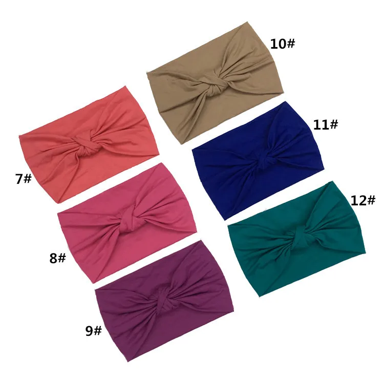 10 шт./лот Женская повязка на голову однотонная хлопковая с широким узлом тюрбан