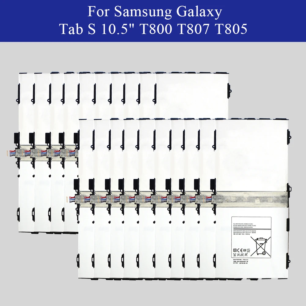 

20pcs/Lot Batteries EB-BT800FBE For Samsung Galaxy Tab S 10.5" SM-T800 T801 T805 T807 T807A T807P 7900mAh Wholesale