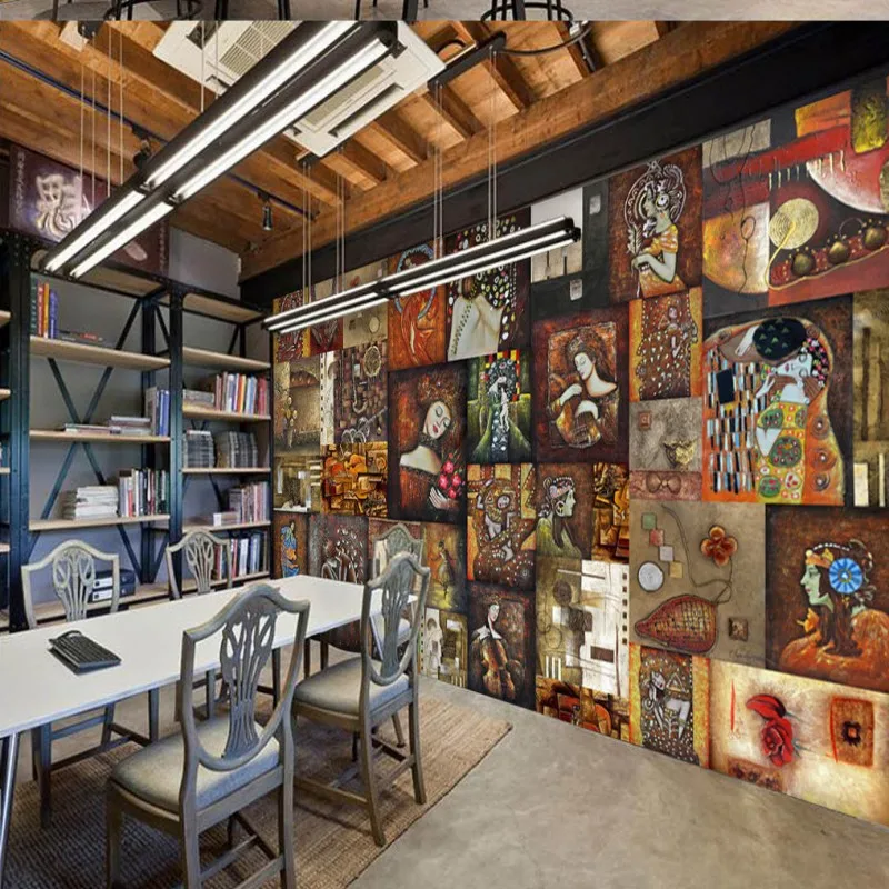 Фотообои на заказ обои для ресторана ретро ностальгическая картина маслом бара