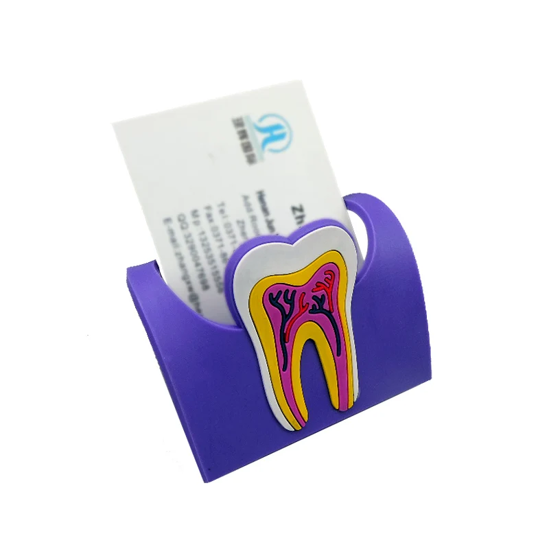 4pcs Cute Dental Card Holder Colorful Rubber Storage Stand for Dental Clinic Name Card Holders Dentist Card Display Dentist Gift