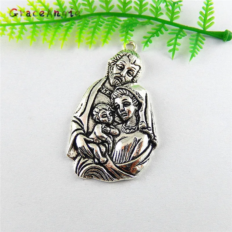 GraceAngie 2pcs/pack Zinc Alloy Religious Style Exotic Culture Saint Virgin Mary Joseph Baby Jesus jewelry pendant Accessories | Украшения