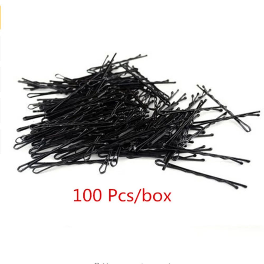 

100 Pcs/lot Small Clip Hair Clips Hairpin Korean Version of Latest Black Wire Word Folder One Containing Hairpin Headwear