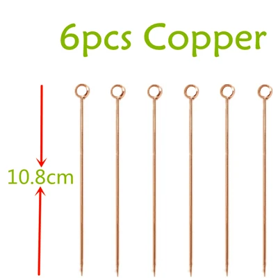 6pcs Copper 6 шт 10,7 см-11 см шпажка для коктейля Нержавеющая сталь Фруктовые палочки Барные инструменты напиток Шпажки Палочки для мартини вечерние свадебные 3 цвета - Цвет: 6pcs Copper