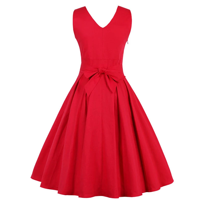 Kostlish элегантных женщин лето dress 2017 рукавов свинг 1950 s vintage туника v-образным
