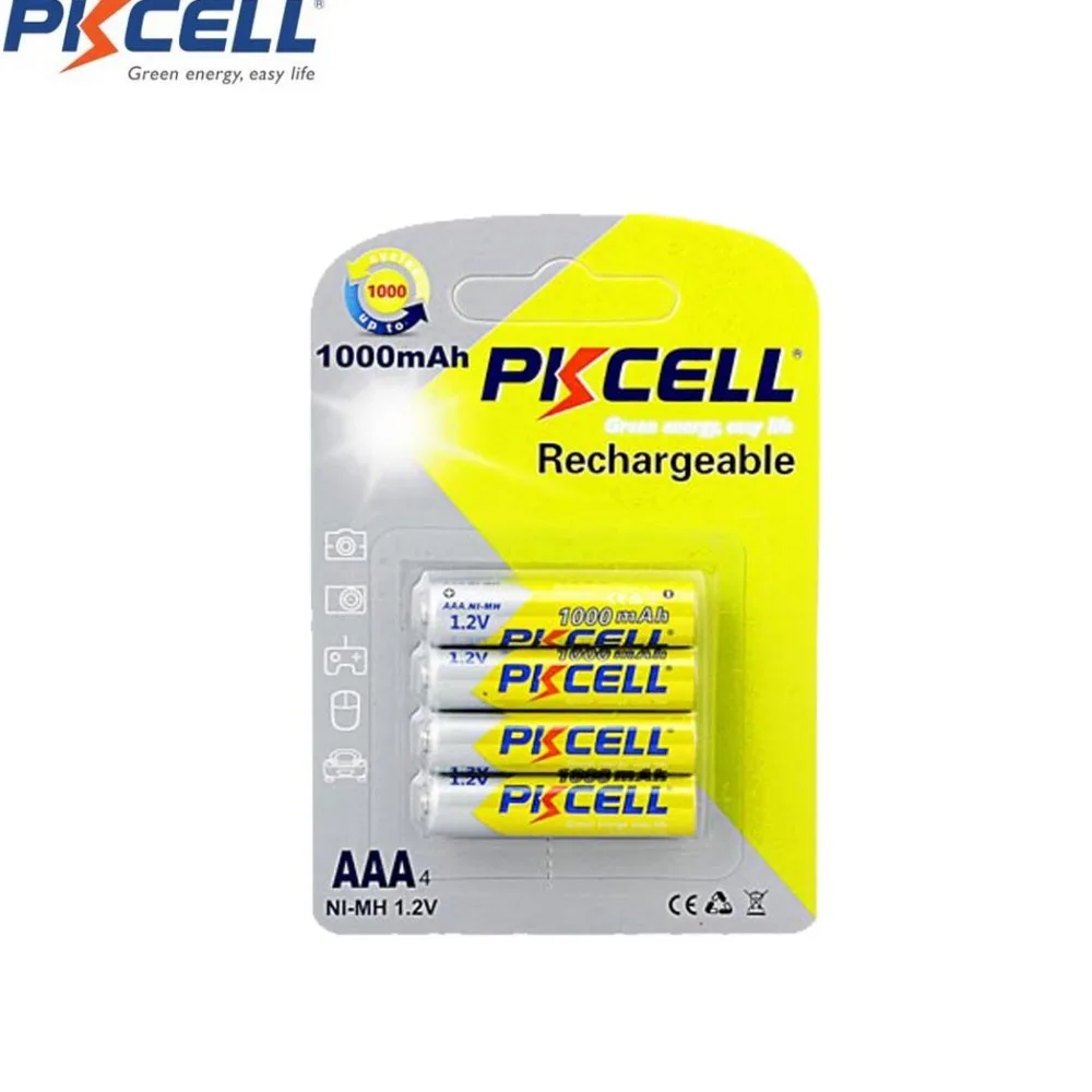 4 шт/на карту PKCELL 1,2 v NIMH aaa 1000mah перезаряжаемая батарея nimh batterria, перезаряжаемая батарея AAA для камеры, игрушки