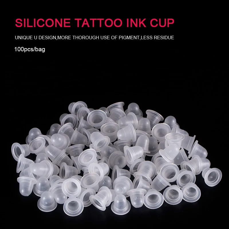 100 шт Мягкий микроблейдинг тату Чернила чашки колпачок пигмент силиконовый