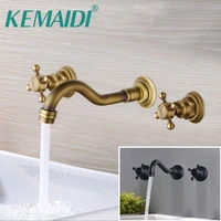 kemaidi bathroom sink faucet antique brass mixer deck mounted hotcold water bathtub basin faucets orb tap 3pcs