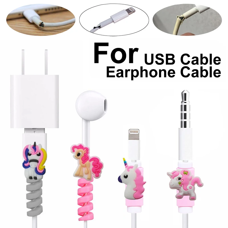 (Pack of 12) USB Cable Protector Animal Unicorn Wire Saver for iPhone Samsung etc Android Phone Charger Earphone Cords | Электроника
