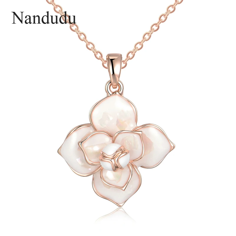 Nandudu Chic Мода цветок кулон цепочки и ожерелья кольцо серьги Ювелирные наборы для