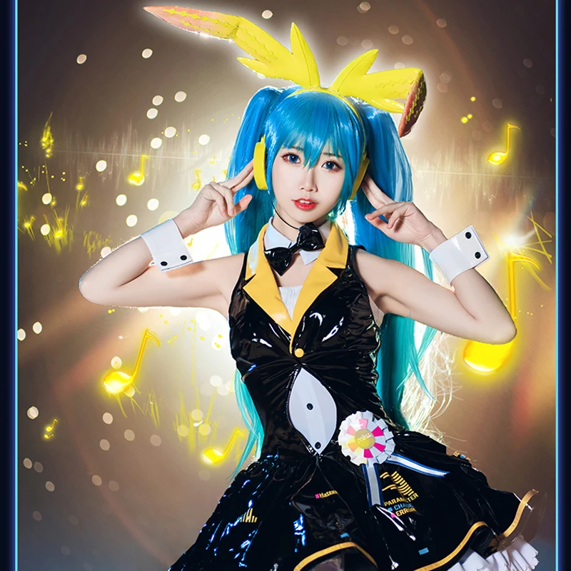 CosplayLove Vocaloid Miku Bunny Girl Косплей Костюм Черное платье для женщин Хэллоуин