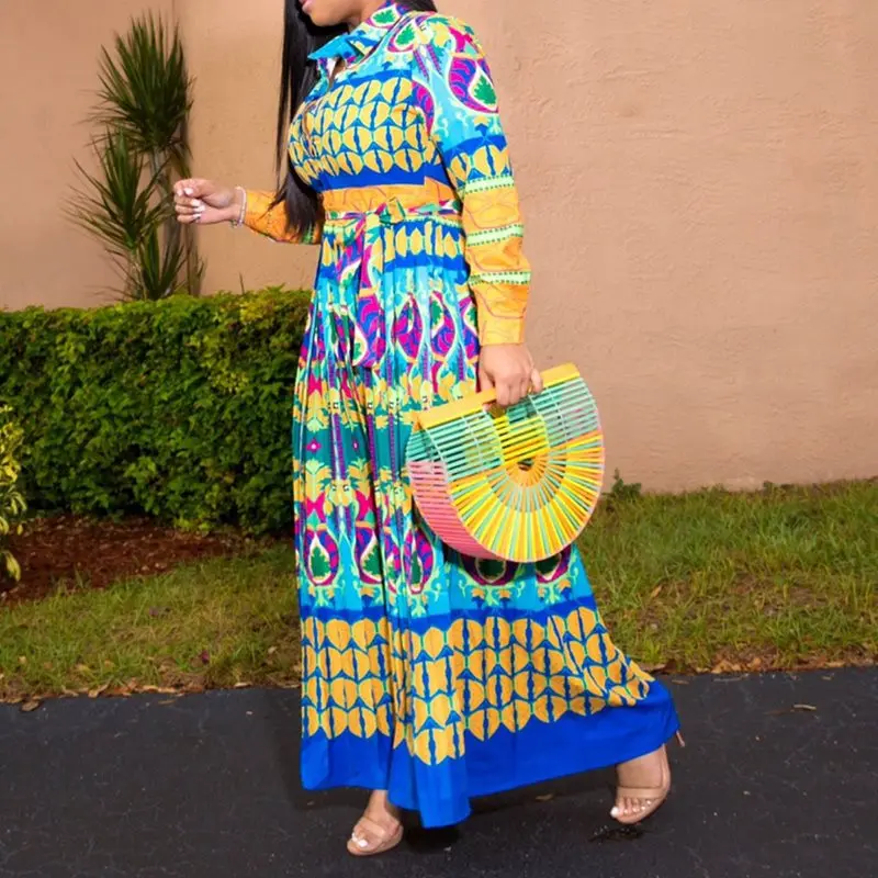 Женское платье в африканском стиле Boho этническом модное осеннее элегантное с