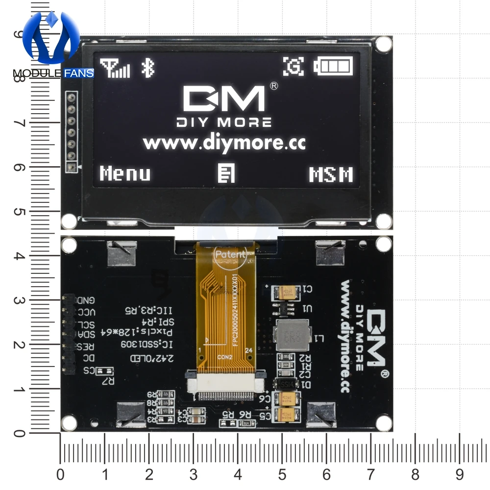Цифровой ЖК-экран 12864 128X64 OLED дисплей модуль C51 плата для Arduino белый SSD1309 STM32 Diy Электронный 2,4" 2,42 дюймов