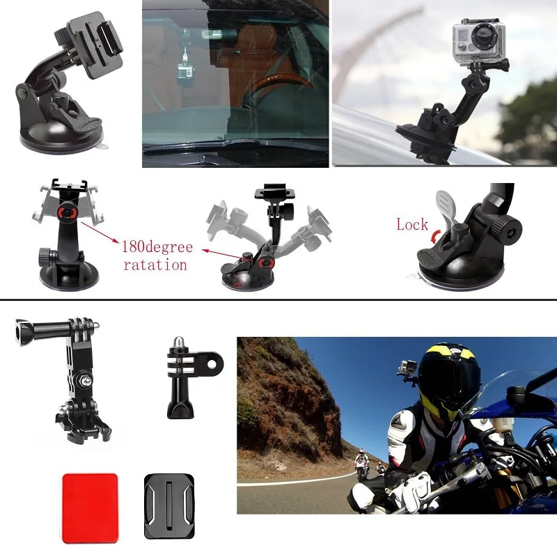 Для Gopro аксессуары для go pro комплект крепления GoPro Hero 5 4 3 + SJ4000 SJ5000 SJ6000 набор