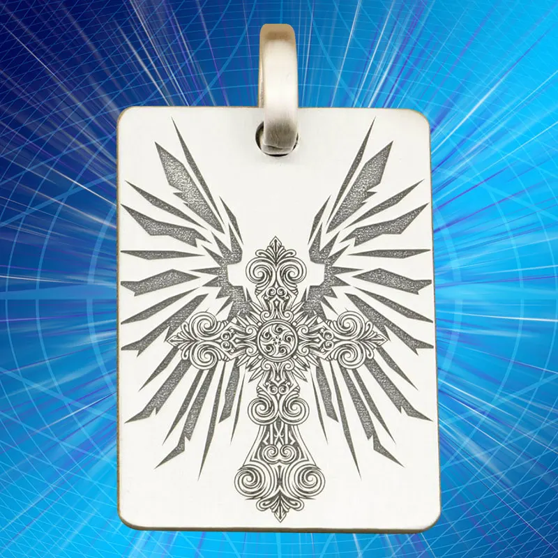 Подвеска из серебра 925 пробы с глубокой гравировкой 9X011|f pendant|engraved tagbiker cross |