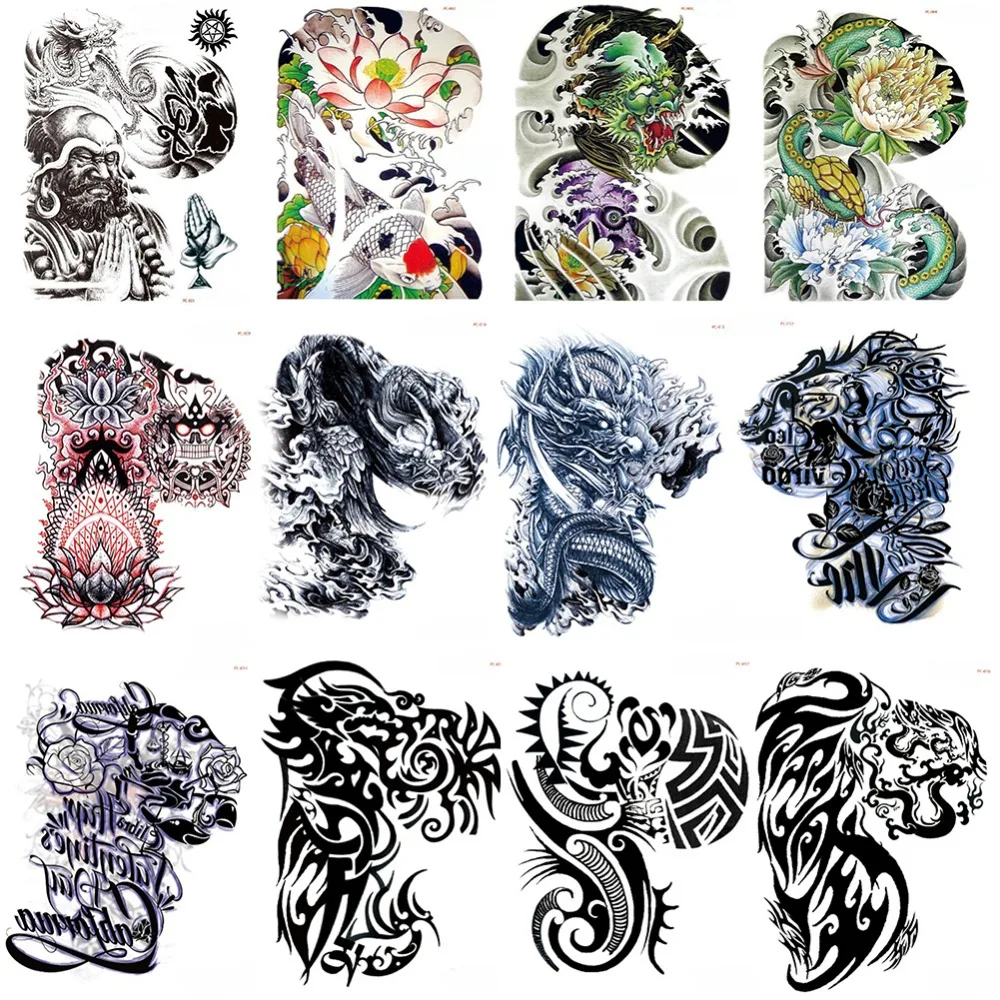 1 шт. наклейка на половину руки водостойкая временная татуировка рукав для мужчин