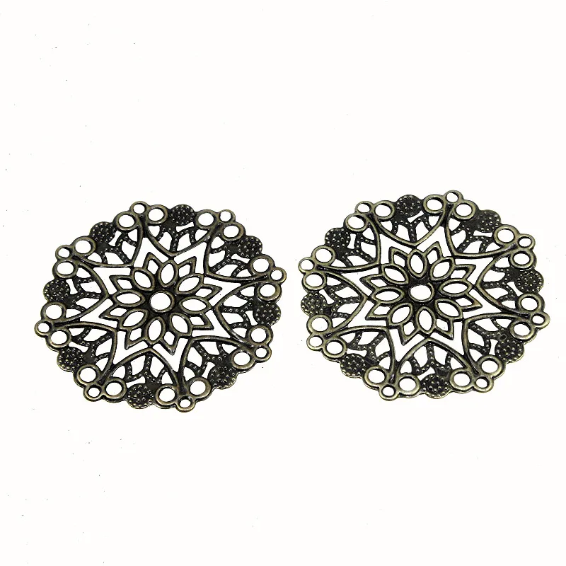 Винтажные прекрасные 30 шт бронзовые тон филигранные цветочные обертки разъемы