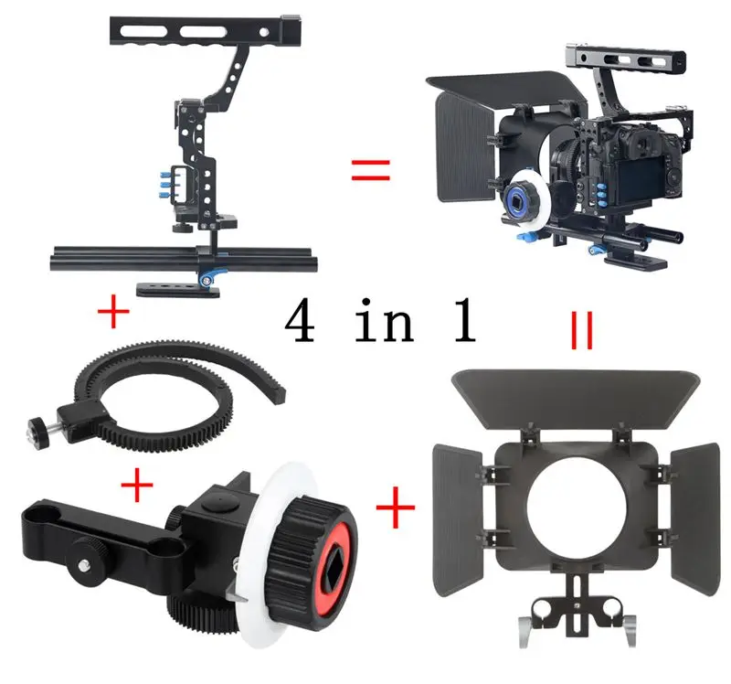 Комплект стабилизатора для видеопленки DSLR опора камеры 15 мм + ручка фокус Матовая