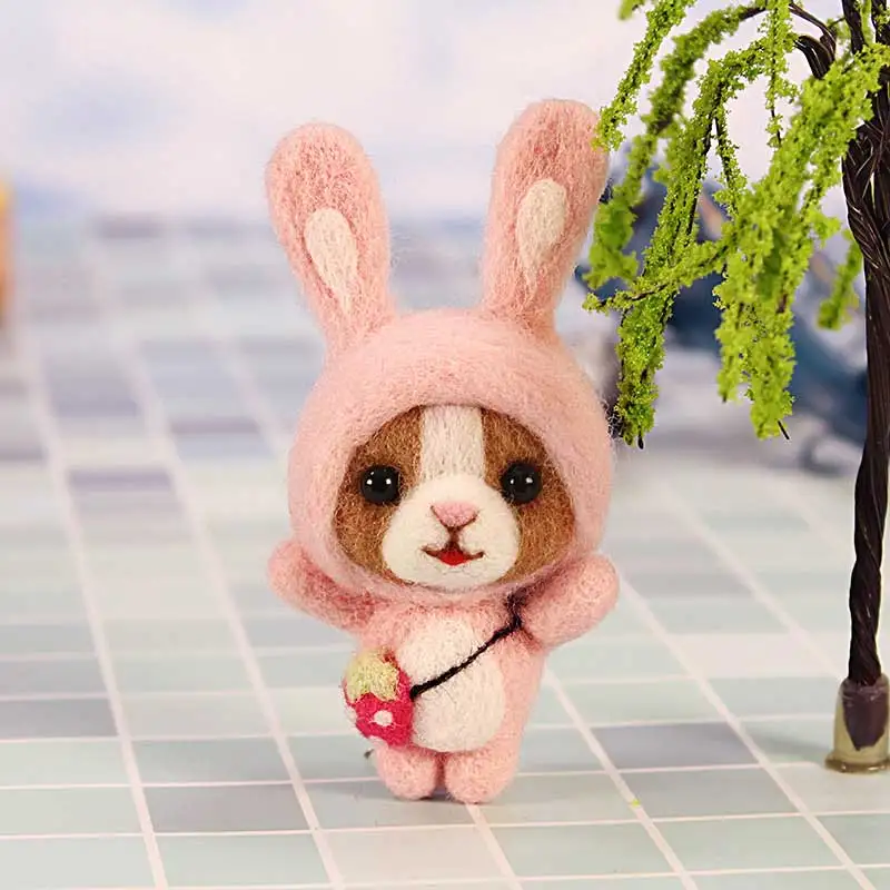 Rabbit 12 зодиакальных животных Дракон, овца, тигр, кролик, кукла мышка, шерсть, войлок, сделай сам, ручная работа, набор игл, не готовый материал - Цвет: Rabbit