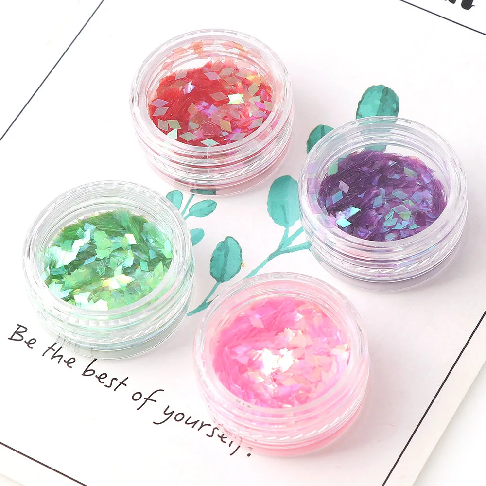 1 коробка 3D лазер смешанный Блеск для ногтей блестки Сверкающие Красочные хлопья DIY Шарм украшения