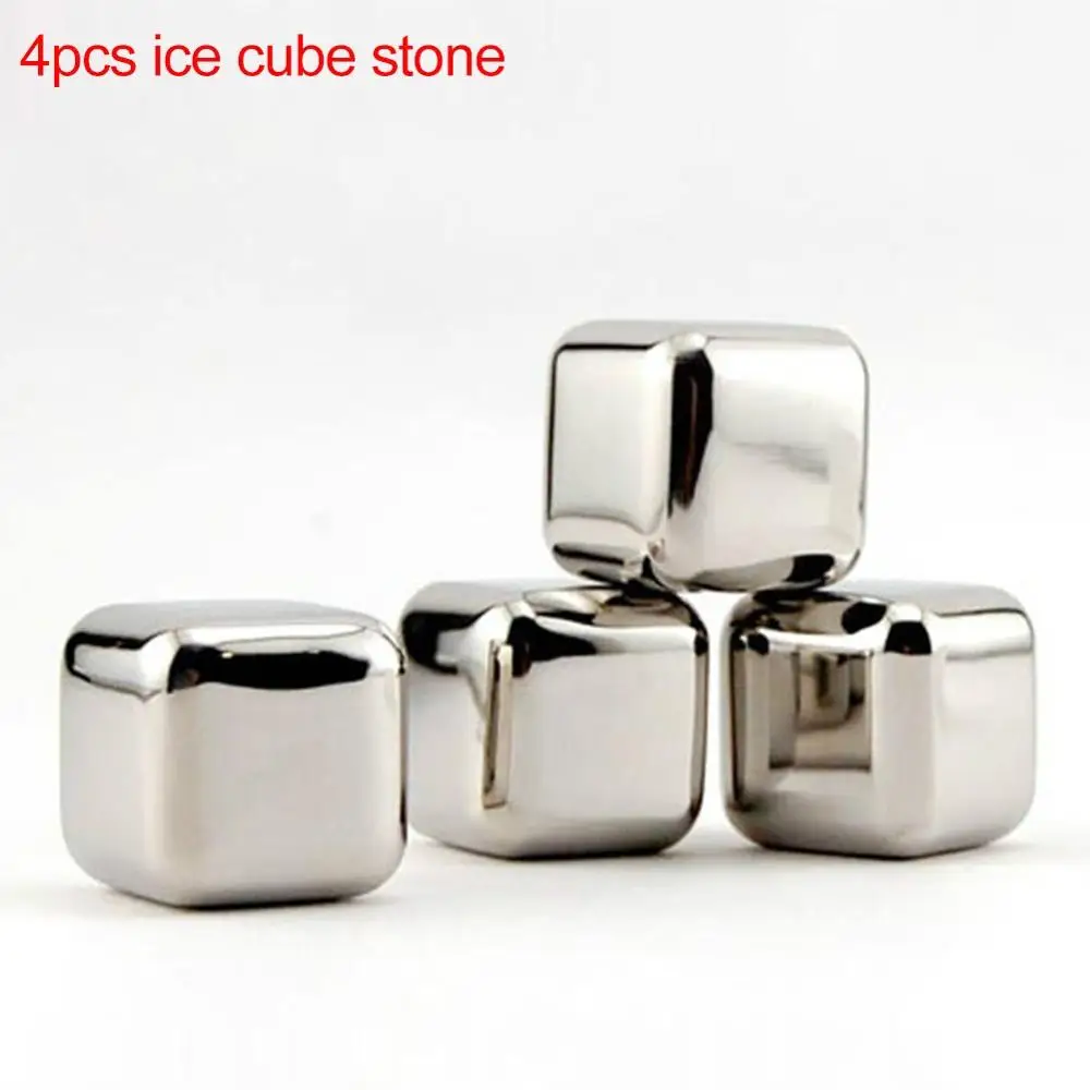 4pcs ice cube stone 4/6/8 шт. кубик льда камень охлаждения Виски камни ледяные камни многоразовая нержавеющая сталь кубики льда Набор для напитков охладитель пива вина - Цвет: 4pcs ice cube stone