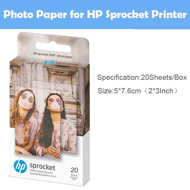 Hp Sprocket портативный фотопринтер для 5*7,6 см(2x3-дюймов) липкая Zink фотобумага легко печатать фотографии в социальных сетях