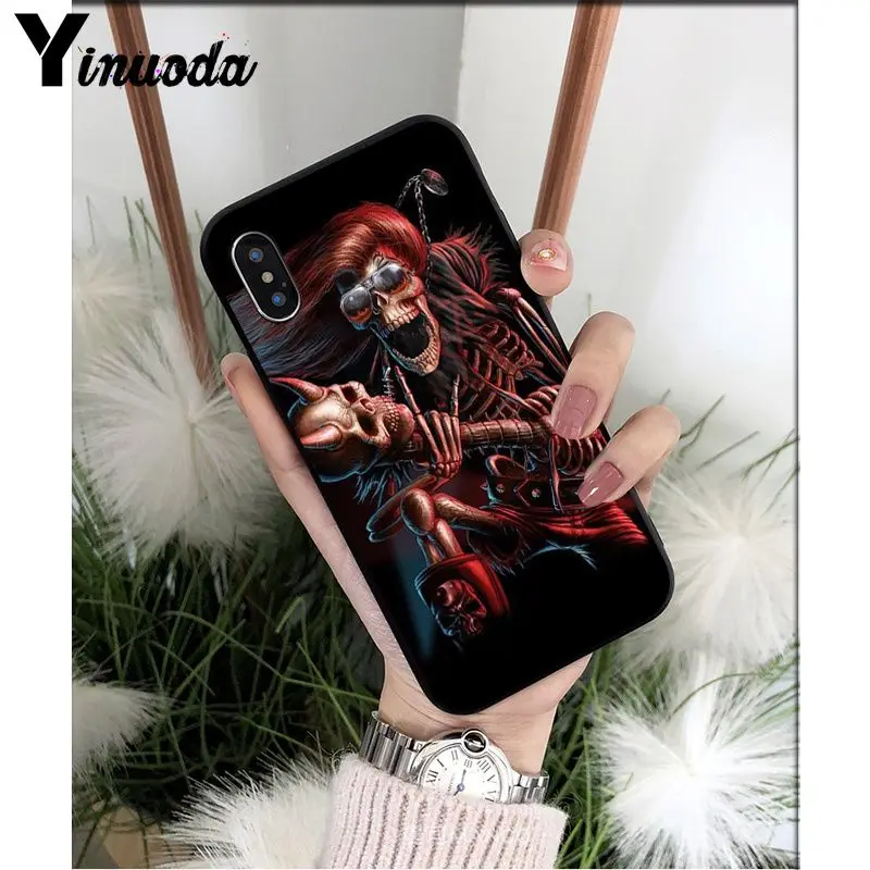 Yinuoda Grim reaper череп скелет DIY Роскошный Высокий протектор на конце чехол для iPhone X XS MAX 6 6S 7 7plus 8 8Plus 5 5S XR