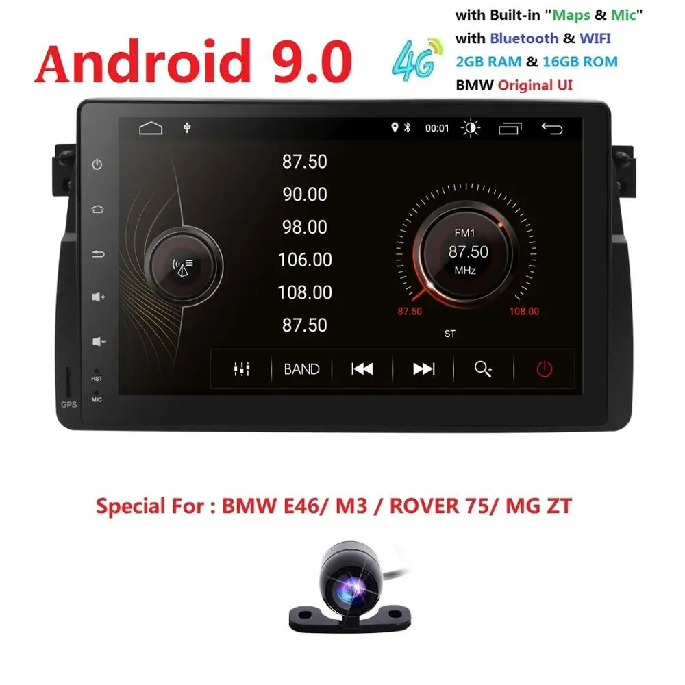 2019 в наличии Автомобильный DVD плеер для BMW E46 навигация Android 9 BT Wifi 4G GPS Bluetooth Радио RDS