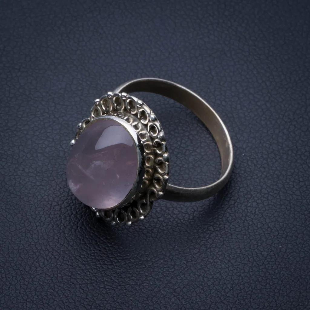Натуральный розовый кварц 925 пробы Серебряное кольцо размер США 7 R2805 | Украшения и