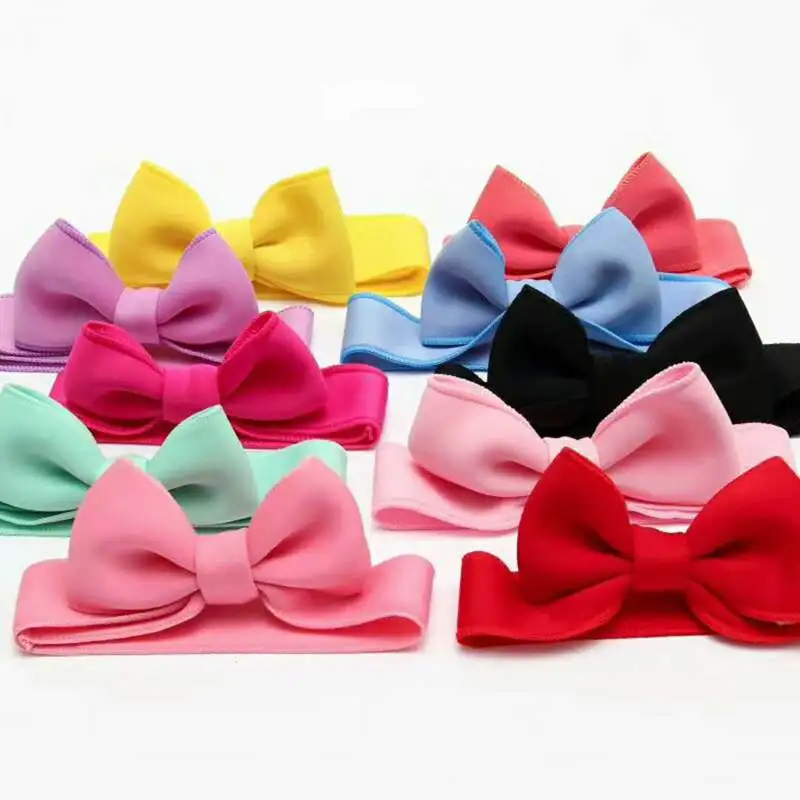 Fashion kids baby child girl head wraps tiara elastic ribbon headband satin big bows headwrap hair bands Accessories For Party | Детская