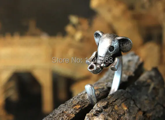 Детское кольцо в виде слона Женское стиле ретро с полированным животным