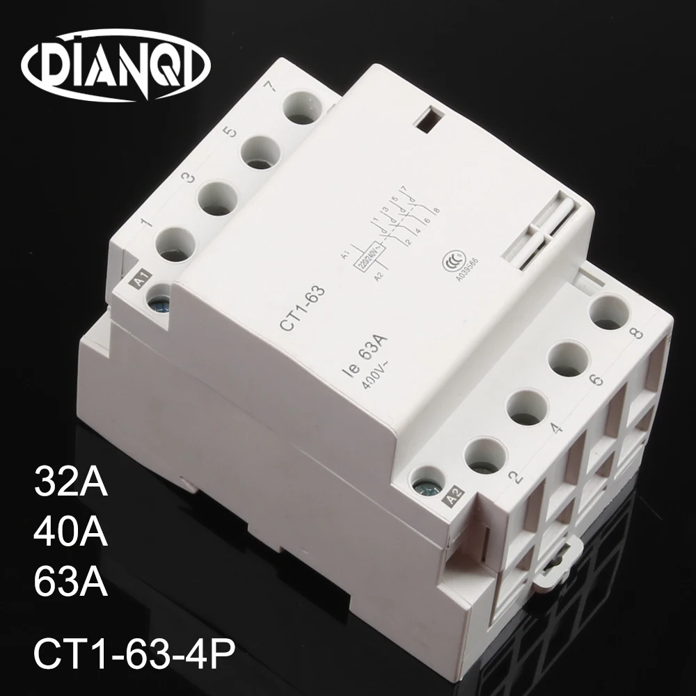 Auxiliar de partida kohtaktop CT1 63 32A 40A 63A 4P 220V 230V 50or60HZ Din rail AC контактор для дома