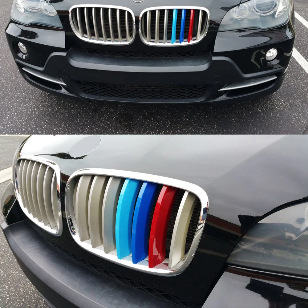 Решетчатый гриль в полоску для BMW X1 F48 X3 F25 X4 F26 X5 E70 F15 X6 E71 3 5 серии E90 F30 F31 F10 F07 GT