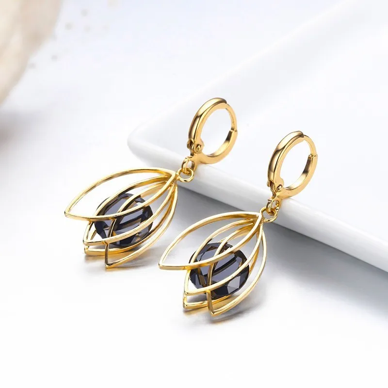 Женские серьги подвески с камнем 6 цветов| |