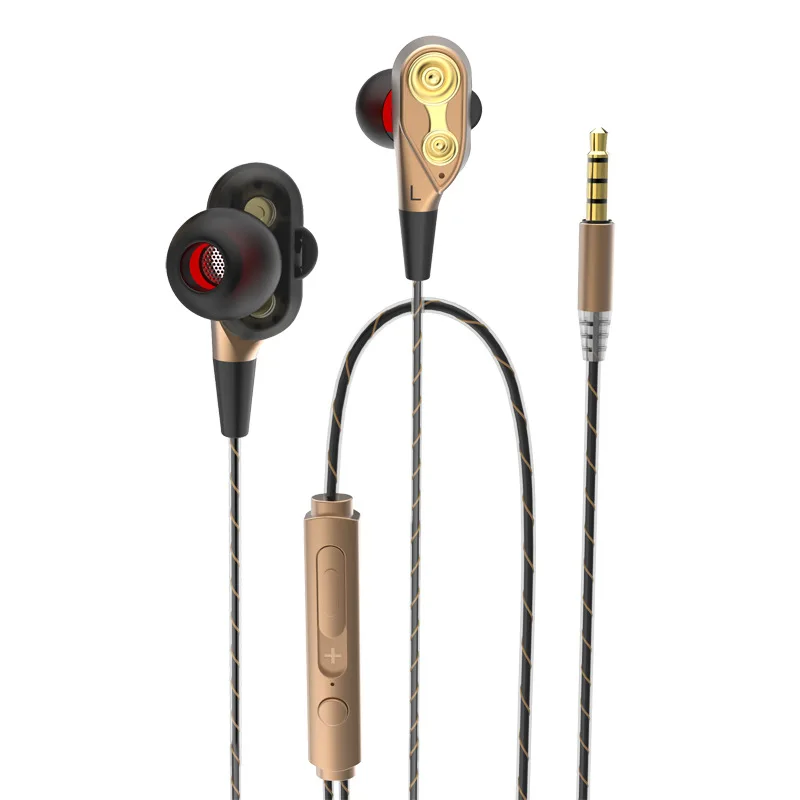 Hi-Fi мониторные наушники 4 ядра двойной драйвер стерео бас Спортивная гарнитура