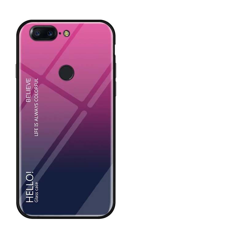 Gradient Rose Чехол для OnePlus 5 5 T, роскошный, градиентный, твердый, закаленное стекло, силиконовая рамка, задняя крышка для One Plus 5T 5 1+ 5 T, Coque Fundas Shell - Цвет: Gradient Rose
