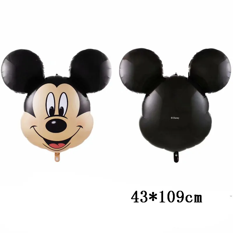 Black 110 см фольгированные воздушные шары с Микки Маусом, розовый бант, голова Минни, воздушные шары на день рождения, декоративные принадлежности, детский подарок, классические игрушки, мяч - Color: Black