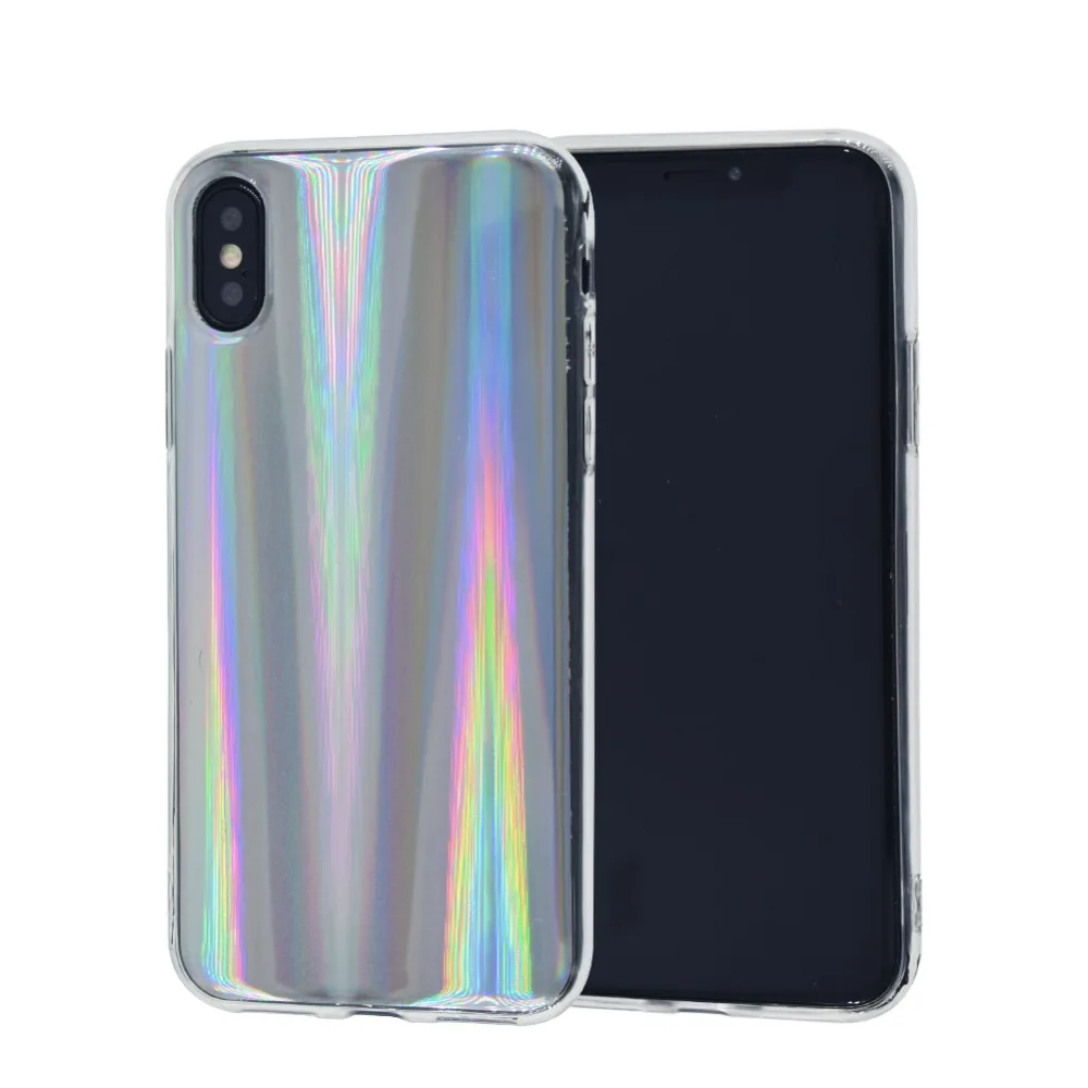 Голографический Радужный телефонный чехол Facever с лазерным лучом для iPhone X, 8, 7, 6, 6S Plus, голографический светоотражающий блестящий красочный силиконовый чехол