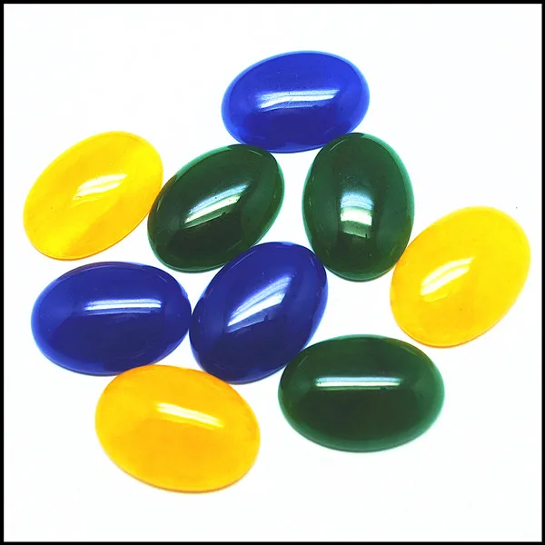 10pcs nature gem stone oval shape cabochons for metal cameo caps size 18x25mm blue green yellow colors | Украшения и аксессуары