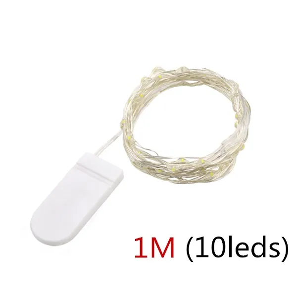Battery 1m AA батарея USB светодиодный струнный светильник, серебристый провод, сказочный свет, светодиодный светильник, Рождественская Свадебная вечеринка, украшение, Рождественский свет 1 м 2 м 5 м - Испускаемый цвет: Battery 1m