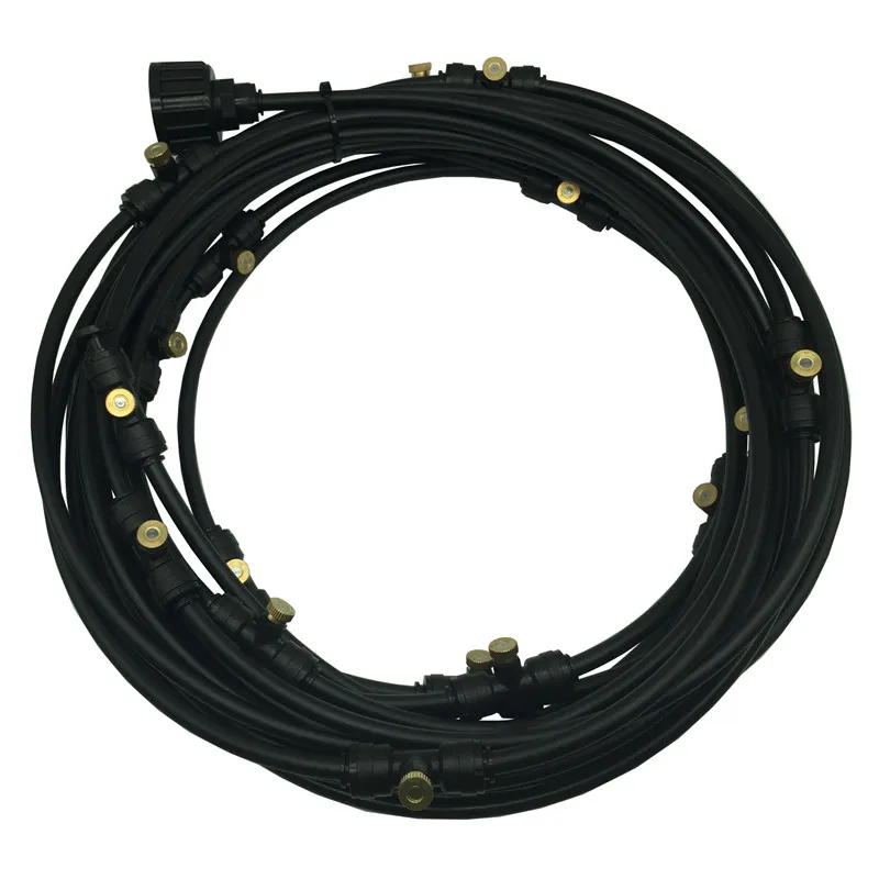 18m black E441 система охлаждения от запотевания воды Комплект летних спринклерных латунных соплов открытый сад теплица парк растений спрей шланг полива - Цвет: 18m black