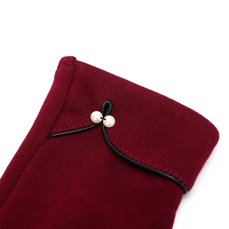 

1 Pair Female Pearl Winter Warm Gloves Soft Thick Female Mittens Touch Screen Driving Gloves For Women 5 Colors