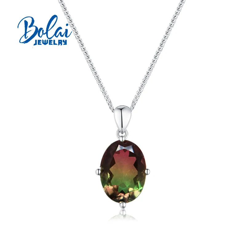 pendant Bolaijewelry, двойной Многоцветный Кристалл, набор ювелирных изделий, серебро 925 пробы, дизайн по контракту для женщин, подарки на годовщину - Цвет камня: pendant