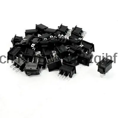 

30 Pcs AC 250V 6A AC 125V 10A 2 Terminals SPDT Black Button Rocker Switch