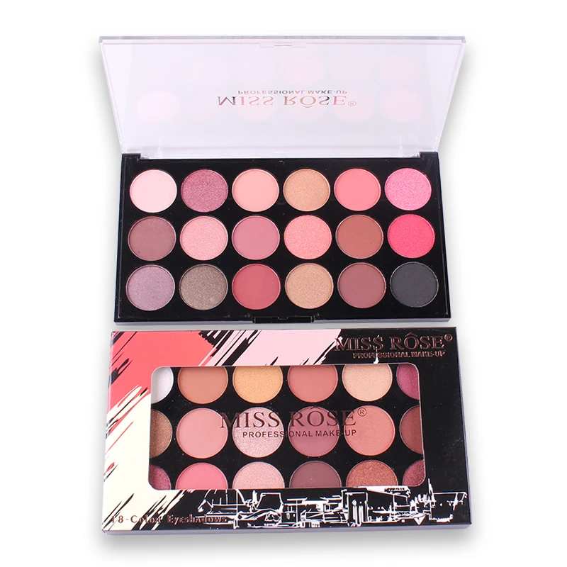 Miss Rose matte eyeshadow palette 18 colors earth nude makeup pigment waterproof long lasting shimmer smoky MS166 |