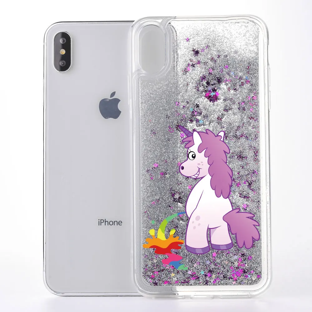 FQYANG Cute Spoof Cartoon Unicorn For HUAWEI P8LITE Dynamic Liquid Quicksand Phone Case For Samsung S4 5 6 7 8 Plus A7 A5 J7 J5