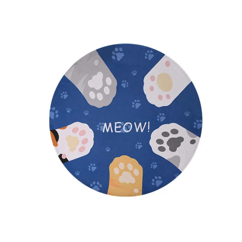 

Cat Paw Round Carpet Cute Pet Bedroom Area Rug Non Slip Floor Mats Kid Living Room Crawling Play Mat Circle alfombras