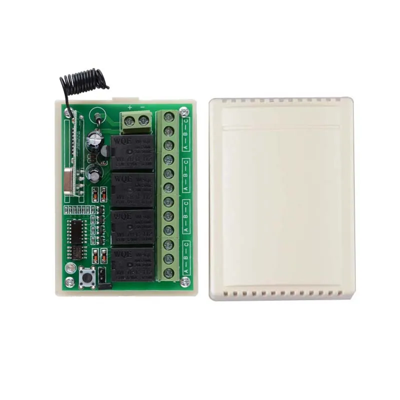 DC12V 4CH 10A RF Беспроводной удаленного Управление переключатель 433 мГц 4 кнопки белый
